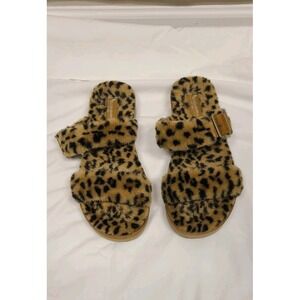 Koolaburra By Ugg Womans Sz 10 Furr-ah Slide Cheetah Print Fuzzy Sandals